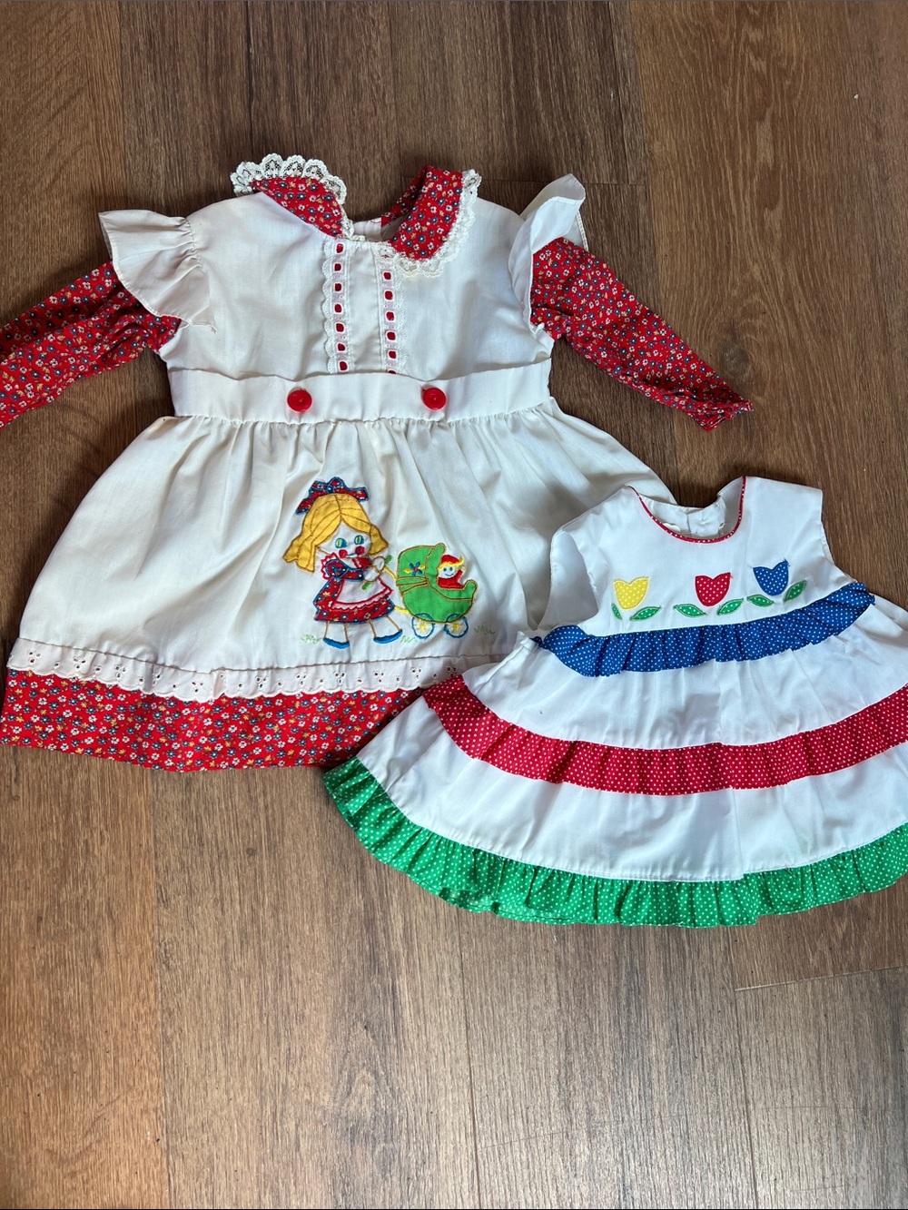 Baby dresses, 24 Mo tiered dress, & calico dress Vintage